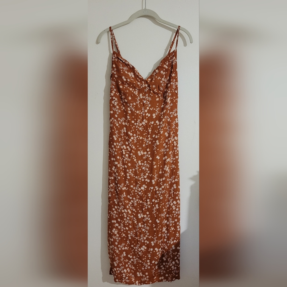 Cotton On Floral Spaghetti Strap Maxi Dress Burt Orange